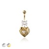 316L SURGICAL STEEL CZ MULTI HEART ROUND CZ DANGLE CZ BELLY BUTTON NAVEL RING 